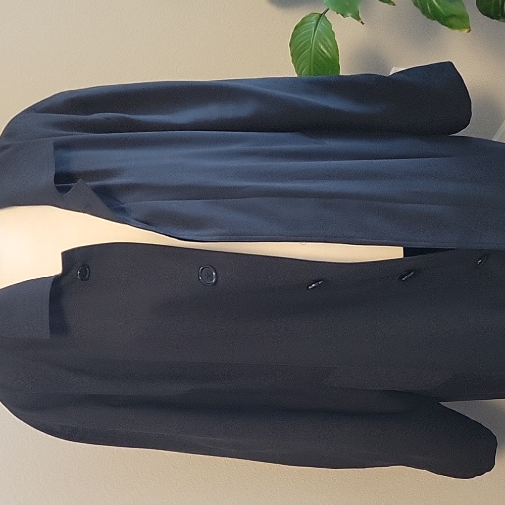 Stafford Classic Lined Trench Coat 44R Black Hidden Button Front Closure